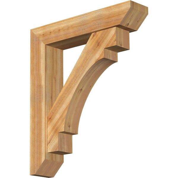 Ekena Millwork Merced Slat Rough Sawn Bracket w/ Offset Brace, Western Red Cedar, 8"W x 38"D x 44"H BKT0806X38X44MRC06RWR - main